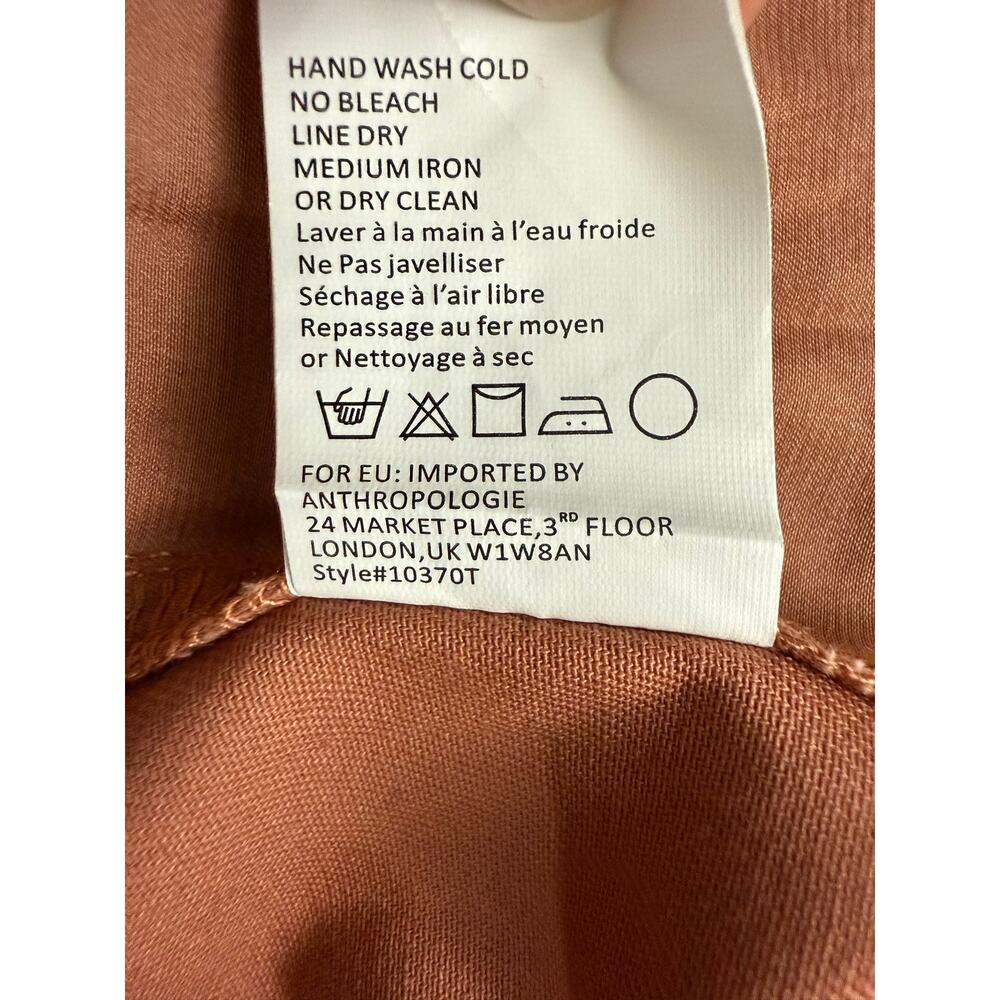Anthropologie Tiny Ulysses Wide Leg Pants Rust Cotton Poplin High Rise NWT Sz L - Picture 11 of 13